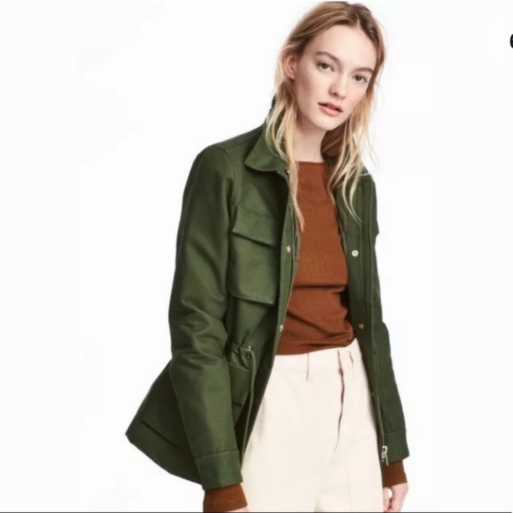 H&M Cargo Military Utility Cotton Jacket Size 14